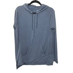 Saint John's Bay Active Drawstring Hoodie Half Zip Long Sleeve Pullover Blue M